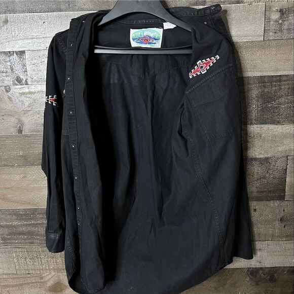 VTG MWG Canadian Outdoors Button Down Aztec Stitching Mens Medium - Picture 5 of 6